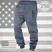 billiga Joggingbyxor-Herr Joggingbyxor Joggare Långbyxor Snörning Ficka Elastisk midja Landsflagga Komfort Andningsfunktion Dagligen Utomhus Amerikas 250-årsjubileum Semester Mode Vit Vin Microelastisk