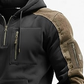 voordelige Tactische Hoodie-Voor heren Trui met capuchon Hoodie met kwartrits Tactische capuchon Zwart Capuchon Effen Halve rits Kangoeroe zak Casual Dagelijks Sport &amp; Outdoor Stoer Sportkleding Casual Lente &amp; Herfst Kleding