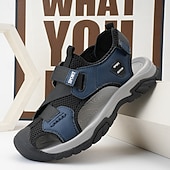 cheap Outdoor Sandals-Men's Navy Blue Sporty Sandals – Lightweight and Durable with Velcro and Adjustable Fit, Perfect for Outdoor Adventures