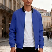 economico Giubbotti Casual-Per uomo Giacca Leggera Giubbotto bomber Giacca Casual Casuale Quotidiano Leggero Tasca Primavera Autunno Semplice Streetwear Elegante Colletto Mao Regolare Blu Nero Giallo Rosso Blu marino Giacca