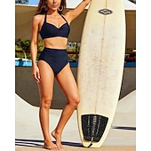 economico Surfing Tankinis &amp; Bikinis-Per donna Costume da bagno Bikini a vita alta con volant 2 pezzi Tropicale Senza schiena Protezione UV Alta elasticità Senza Maniche Costume da Bagno Surf Immersione Snorkeling Estate