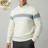 preiswerte Wollpullover für Herren-Herren-Weihnachtspullover aus hochwertiger, reiner Wolle und Kaschmir, Rundhalsausschnitt, klassisches Argyle-Strickmuster, Fair-Isle-Pullover, weich, warm und atmungsaktiv.
