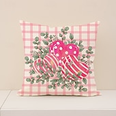 cheap Textured Throw Pillows-Valentine's Day Set Pillow Linen Plaid Print Heart Design Waist Cushion Decorative Throw Pillow Sofa Cover for Living Room Home Decor Bedside Cushion