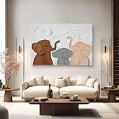 cheap Abstract Paintings-Large Textured Animal Painting Modern Handmade Elephant Plaster Art Large Textured Hand-Painted Plaster Abstract Contemporary