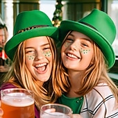 economico Forniture per feste-Confezione da 6 adesivi per tatuaggi glitterati con lentiggini e foglie verdi irlandesi (stile femminile), trucco per il viso con glitter verdi, adesivi per tatuaggi per il viso di San Patrizio