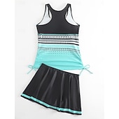 Χαμηλού Κόστους Τανκίνι-Γυναικείο Μαγιό Ταγκίνι 2 Τεμαχίων Φούστα Έλεγχος Κοιλιάς Ψηλός Ορθοστάτης Σλιμ Ανοιχτή Πλάτη Διακοπές Παραλία Φορέματα Σημαία Ράσβερ  U Λαιμός Αμάνικο