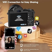 cheap Camera &amp; Photo-8K Mirrorless DSLR Camera with Optical Zoom Dual Front &amp; Rear Cameras Retro Design Beginner-Friendly HD Travel Vlogging Portable Photography Camera for Students Valentine's Day Gift