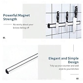 olcso Konyhai tárolás-1 db-os alumíniumötvözetből készült mágneses fali késtartó, tartós fém konyhai késtartó, lyukmentes tárolóállvány, erős mágnesek, helytakarékos kialakítás, könnyű hozzáférés és tisztítás, tökéletes