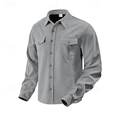 abordables camisa con botones para hombre-Hombre Camisa Camisa casual Camisa de playa Camisa de Pana Abotonar la camisa Negro Marrón Verde Ejército Albaricoque Gris Manga Larga Color sólido Diseño Diario Vacaciones Bolsillo Ropa Moda Casual