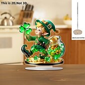 levne Party Supplies &amp; Decor-Skřítek na Den svatého Patrika, irský trojlístek na stůl, 2D akrylová víceúčelová bytová dekorace