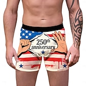 baratos Coleção Masculina-250º Aniversário EUA 2026 Boxer Curto Roupa Íntima Bandeira dos EUA Inovador Engraçado Adulto Homens Dia da Independência 4 de julho Casual Festa Vestir-se