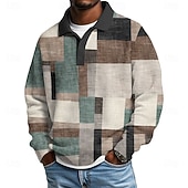 economico Polo geometrica da uomo-Per uomo Geometrico Blocco di colori Magliette Polo a Nido d'Ape Testurizzato Manica Lunga Magliette polo Bavero Abbigliamento Sportivo Casual Scuola Athleisure Abbigliamento quotidiano Stampa 3D