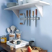 olcso Konyhai tárolás-1 db-os alumíniumötvözetből készült mágneses fali késtartó, tartós fém konyhai késtartó, lyukmentes tárolóállvány, erős mágnesek, helytakarékos kialakítás, könnyű hozzáférés és tisztítás, tökéletes