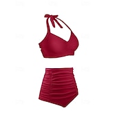 economico Surfing Tankinis &amp; Bikinis-Per donna Costume da bagno Bikini a vita alta con volant 2 pezzi Tropicale Senza schiena Protezione UV Alta elasticità Senza Maniche Costume da Bagno Surf Immersione Snorkeling Estate