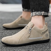 economico Scarpe Casual Slip-On-scarpe slip-on beige da uomo con tomaia morbida: comode scarpe da tutti i giorni per un abbigliamento casual e un comfort che dura tutto il giorno