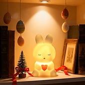 abordables 123496-veilleuse lapin de Pâques mignonne, lampe lapin lumineuse à piles, décoration pour la chambre, la table de chevet ou le salon pendant les fêtes