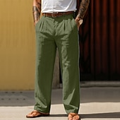 levne podnikání-Pánské Bavlněné plátěné kalhoty Kalhoty Letní kalhoty Volné kalhoty Plážové kalhoty Kapsy Pevná barva Pohodlné Prodyšné Denní Venkovní Plážové prázdniny Módní Černá Bílá Neelastické