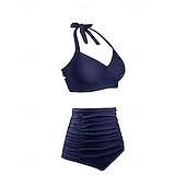 economico Surfing Tankinis &amp; Bikinis-Per donna Costume da bagno Bikini a vita alta con volant 2 pezzi Tropicale Senza schiena Protezione UV Alta elasticità Senza Maniche Costume da Bagno Surf Immersione Snorkeling Estate