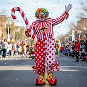 abordables Zapatos de hombre-Zapatos de payaso a rayas de Mardi Gras para hombres rojos y amarillos punta puntiaguda con tacón curvado divertido ajuste cómodo perfectos para carnaval y disfraces de payaso