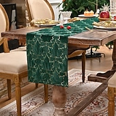 Χαμηλού Κόστους Τραβέρσες (Ράνερ)-Τραπεζομάντιλο ζακάρ για την ημέρα του Αγίου Πατρικίου, χρυσό σχέδιο με φθινοπωρινά φύλλα, πράσινο με χρυσό περίγραμμα, ορθογώνιο τραπεζομάντιλο για το σπίτι &amp;διακόσμηση ξενοδοχείου.