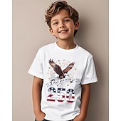  100% Bumbac Copii Băieți Negru Alb Vultur Drapel USA A 250-a aniversare Tricou Bluză Stil Nautic Manșon scurt În aer liber Zilnice Modă Șic Stradă Designer Imprimare Vară