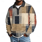 economico Polo geometrica da uomo-Per uomo Blocco di colori Geometrico Magliette Polo a Nido d'Ape Testurizzato Manica Lunga Magliette polo Bavero Abbigliamento Sportivo Casual Scuola Athleisure Abbigliamento quotidiano Stampa 3D