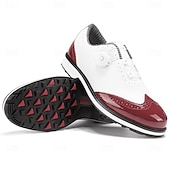 voordelige Heren Golf Schoenen-Heren golfschoenen – comfortabel wit en bordeauxrood design voor optimale prestaties en stijl op de golfbaan.