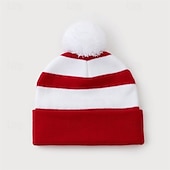 billige Baseballcaps for menn-Herre Unisex Lue / Slouchy Strikket lue Vinterlue Hvit Krem Strikket Strikking søt stil Fritid Daglig utendørs Ferie Stripet Hold Varm