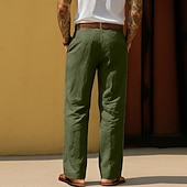 levne podnikání-Pánské Bavlněné plátěné kalhoty Kalhoty Letní kalhoty Volné kalhoty Plážové kalhoty Kapsy Pevná barva Pohodlné Prodyšné Denní Venkovní Plážové prázdniny Módní Černá Bílá Neelastické