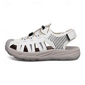 economico sandali da esterno-sandali sportivi beige da uomo: design comodo con rete traspirante, vestibilità regolabile per la spiaggia, le passeggiate e l'estate
