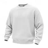 abordables Sudaderas Básicas_-Hombre Sudadera Sudadera con estampado de gofres Sudadera Con Capucha Blanco Cuello Barco Plano Con Texturas Casual Diario Deporte Ropa de calle Fresco Ropa deportiva Primavera &amp; Otoño Ropa Sudaderas