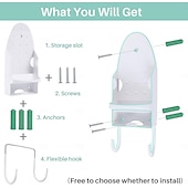 זול אחסון וארגון-מתלה לקרש גיהוץ, מתלה למגהץ עם מתלה לקרש גיהוץ, מתקן למגהץ עמיד בחום לקיר לרוחב מקסימלי של 5 אינץ'