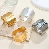 cheap Accessories &amp; Consumables-Samba Accessories Chunky Gold Silver Wide Cuff Bracelets for Women - Polished Metal Statement Banglesl Performance Costume