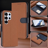 ieftine Carcasă Samsung-telefon Maska Pentru Samsung Galaxy S26 Ultra Plus S25 Ultra Plus S24 Ultra Plus S23 Ultra Plus S24 FE S22 Plus Ultra S23 FE Portofel Card rezista Acceptă încărcarea fără fir cu curea de mână Retro