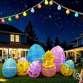 お買い得  ランドスケープライト-2.4mのイースターインフレータブルひよこ、卵から孵化、LEDライト付き、屋内/屋外の庭の芝生のパーティーの装飾、イースターのお祝いのための中庭の装飾