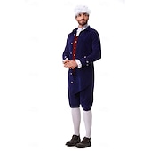  250. rocznica USA Rokoko Barok Stroje Długie rękawy George Washington Kolonialne Wojna o niepodległość Strój na bal maskowy Męskie Karnawał Dzień Niepodległości 4 lipca Doroślu Płaszcz Spodnie