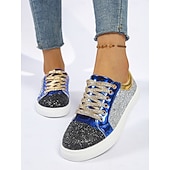 ieftine Adidași de Damă-Pentru femei Casual Toc Drept Vârf rotund Casual Imitație Piele Dantelat Argintiu Roșu+albastru