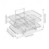 baratos Grills &amp; Outdoor Cooking-Grelha desidratadora multicamadas em aço inoxidável, acessórios para fritadeira a ar de 3 níveis, grelha removível para secagem e cozimento a vapor, ideal para assar e cozinhar em fritadeira a ar e