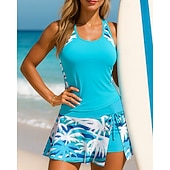 Недорогие Серфинг Танкини и Бикини-Жен. Купальник с цветочным принтом Танкини 2 предм. С принтом Эластичный Без рукавов Купальники Серфинг Для погружения с трубкой Плавание Лето