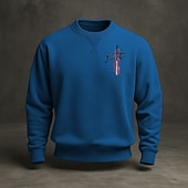 お買い得  メンズ 3D スウェットシャツ-アメリカ建国250周年 男性用 スウェットシャツ クルーネック ブルー ライトブルー ブラック ホワイト イエロー 冬 春 &amp; 秋 デザイナー S M L XL 2XL 3XL