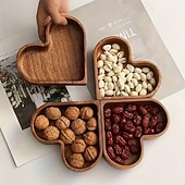 cheap Valentine's Day-Valentine's Day Vintage Heart-Shaped Wooden Tray Decorative Dark Wood Grain Organizer for Snacks, Jewelry, Keys and Small Items Home Decor Display Tray