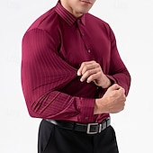 abordables camisas de hombre sin planchar-Hombre Camisa Camisa para Vestido Abotonar la camisa A Rayas Diario Negocio Bleu Ciel Negro Blanco Rojo Manga Larga Cuello Vuelto Todas las Temporadas Ropa Retazos