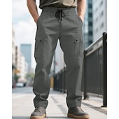 economico Pantaloni cargo-Per uomo Pantaloni Cargo Pantaloni Coulisse Elastico in vita Multi-tasche Tinta unica Antivento Comodità Quotidiano All'aperto Ferie Streetwear Elegante Nero Verde militare