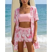 זול טנקיני וביקיני לגלישה-בגדי ריקוד נשים סטים של ביקיני בגד ים ביקיני גבוה עם מותן מרופד טרופי הגנת UV גמישות גבוהה ללא שרוולים בגדי ים גלישה צלילה שנרקול קיץ