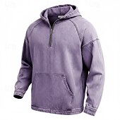 Недорогие мужские базовые толстовки-Муж. Толстовка Толстовка с капюшоном и пуловером Толстовка с капюшоном на молнии Синий Абрикосовый Розовый Военно-зеленный Темно синий Капюшон Полотняное плетение Пэчворк Карман кенгуру