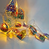 ieftine Acumulatoare-șir de lumini decorative din fier forjat Ramadan Eid 3m-20leds felinar castel stea lună atmosferă lumină decorativă baterie AAA sursă de alimentare USB