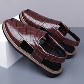 economico Sandali eleganti-Sandali da uomo blu in pelle intrecciata, scarpe casual estive leggere e traspiranti a punta aperta, calzature eleganti per isole, crociere e resort all'aperto per uomo