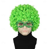  Perucas Afro Verdes para Homens e Mulheres Peruca Curta Cacheada Fofa Disco Rock (Apenas Perucas)