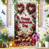 levne Garážové a dveřní bannery-Valentýn Plakáty Kryt dveří Venkovní bannery 小熊 láska Srdce Roztomilý Romantické 3D Večírek Koleje Střelecké pozadí Vchodové dveře Dekorace pro návrh na sňatek Bytové dekorace