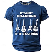 お買い得  音楽と楽器のグラフィックTシャツ-男性用 音楽 面白いスラング Tシャツ 半袖 Tシャツ 3Dプリント クルーネック シャツ ファッション 日常 日常 ストリート ブルー ブラック ルビーレッド 夏 春 衣類 S M L XL XXL XXXL